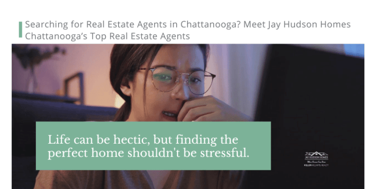 Header graphic for article on Chattanooga's Top Real Estate Agents Jay hudson homes. women is staring a computer screen with fingers to her mouth.