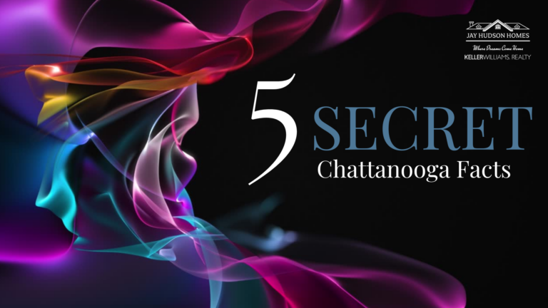 Black graphic with 5 secret chattanooga facts across it